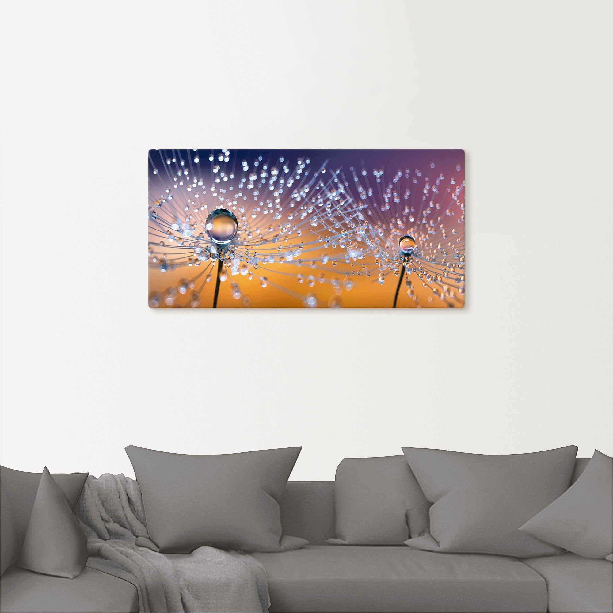 Artland Leinwandbild Pusteblumen Tautropfen, Blumenbilder (1 St), auf Holzrahmen gespannt