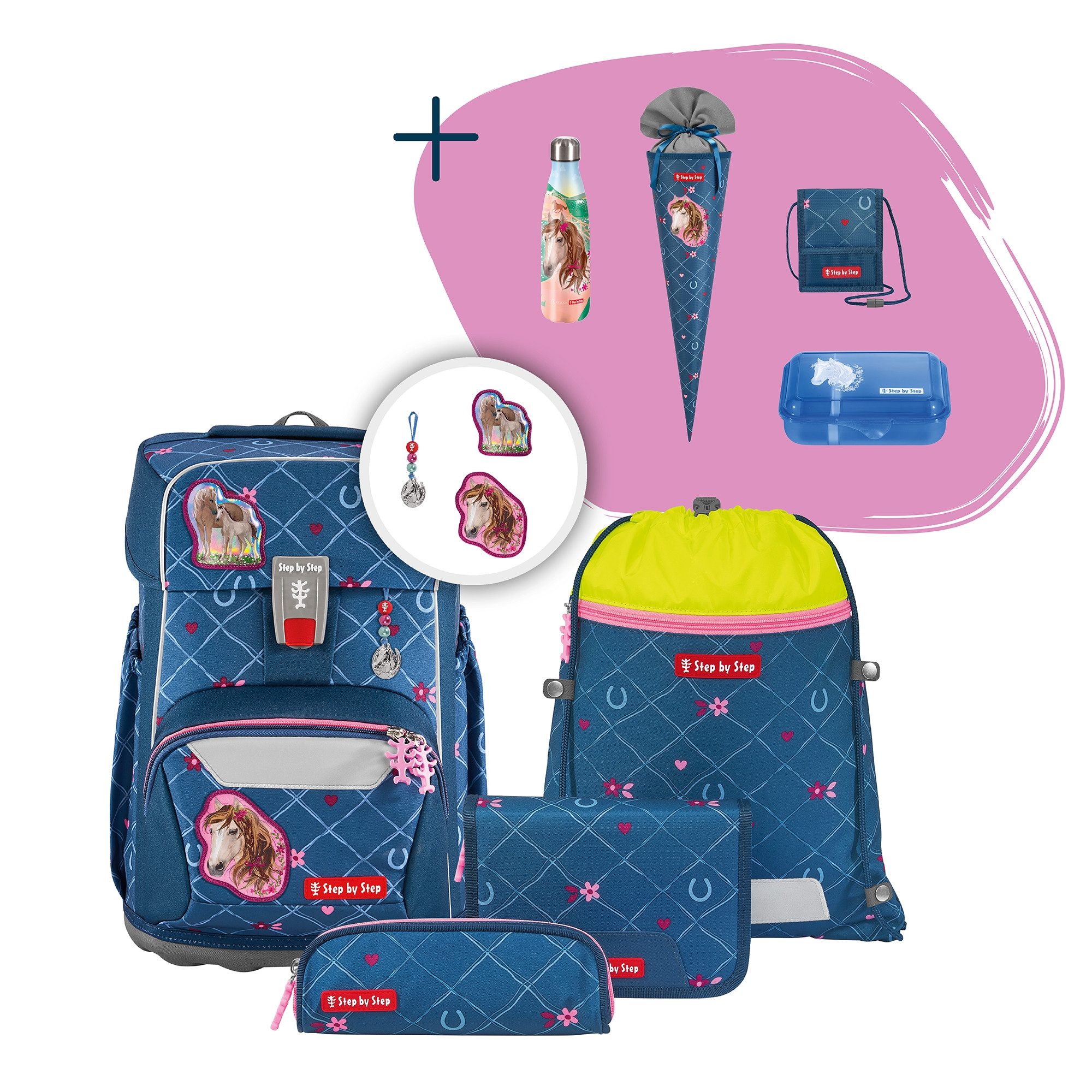 Step by Step Schulranzen GIANT „Horse Lima“, 9-tlg. (5-teilig, 9-tlg)