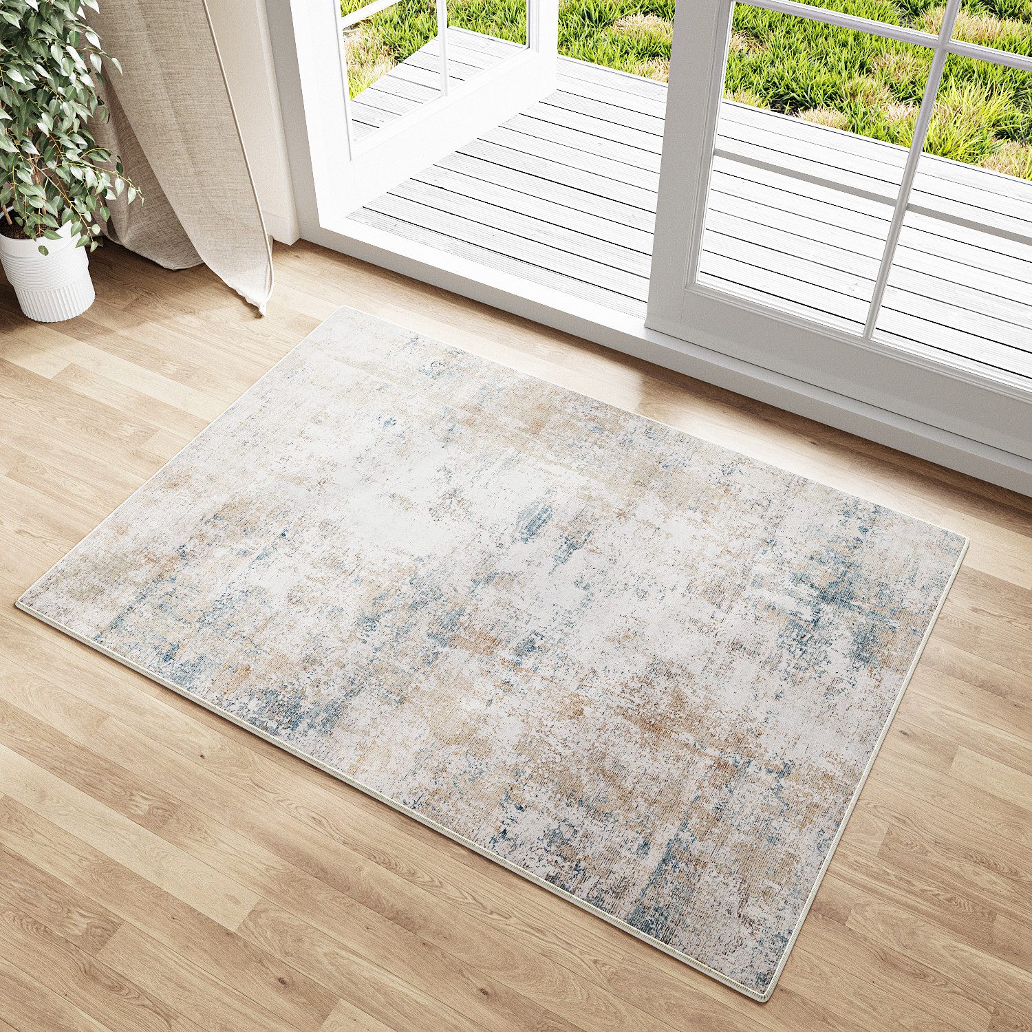 PURECOZY Teppich Verschiedene Größen, Waschbar & Rutschfest, abstrakter Stil, Rechteckig, Höhe: 6.1 mm, für Wohnzimmer, Schlafzimmer, Flur, Küche & Eingangsbereich