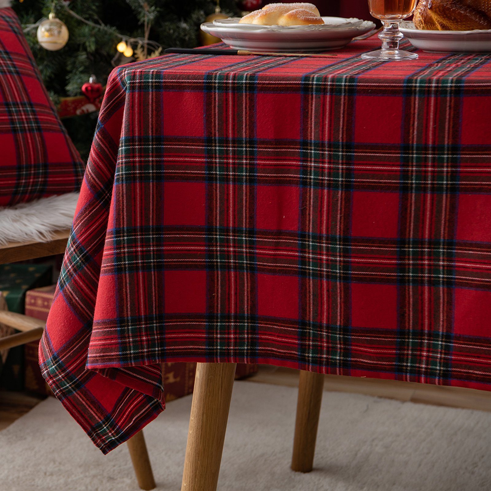 Tischläufer Karierte Tischdecke Weihnachten Tischdecke Partydekoration