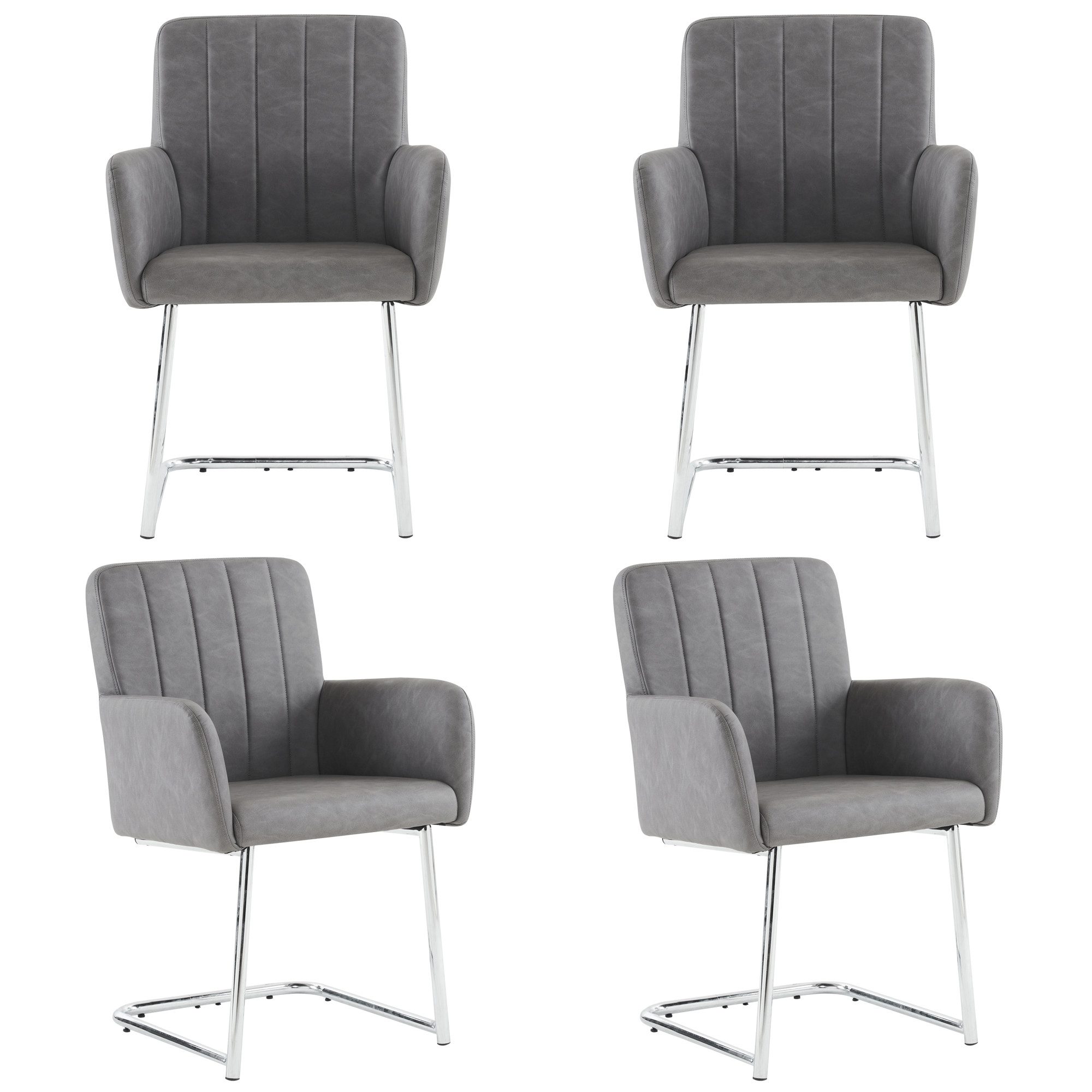 Flieks Freischwinger (Set, 4 St), 4er Set Esszimmerstuhl Kunstleder Polster günstig online kaufen