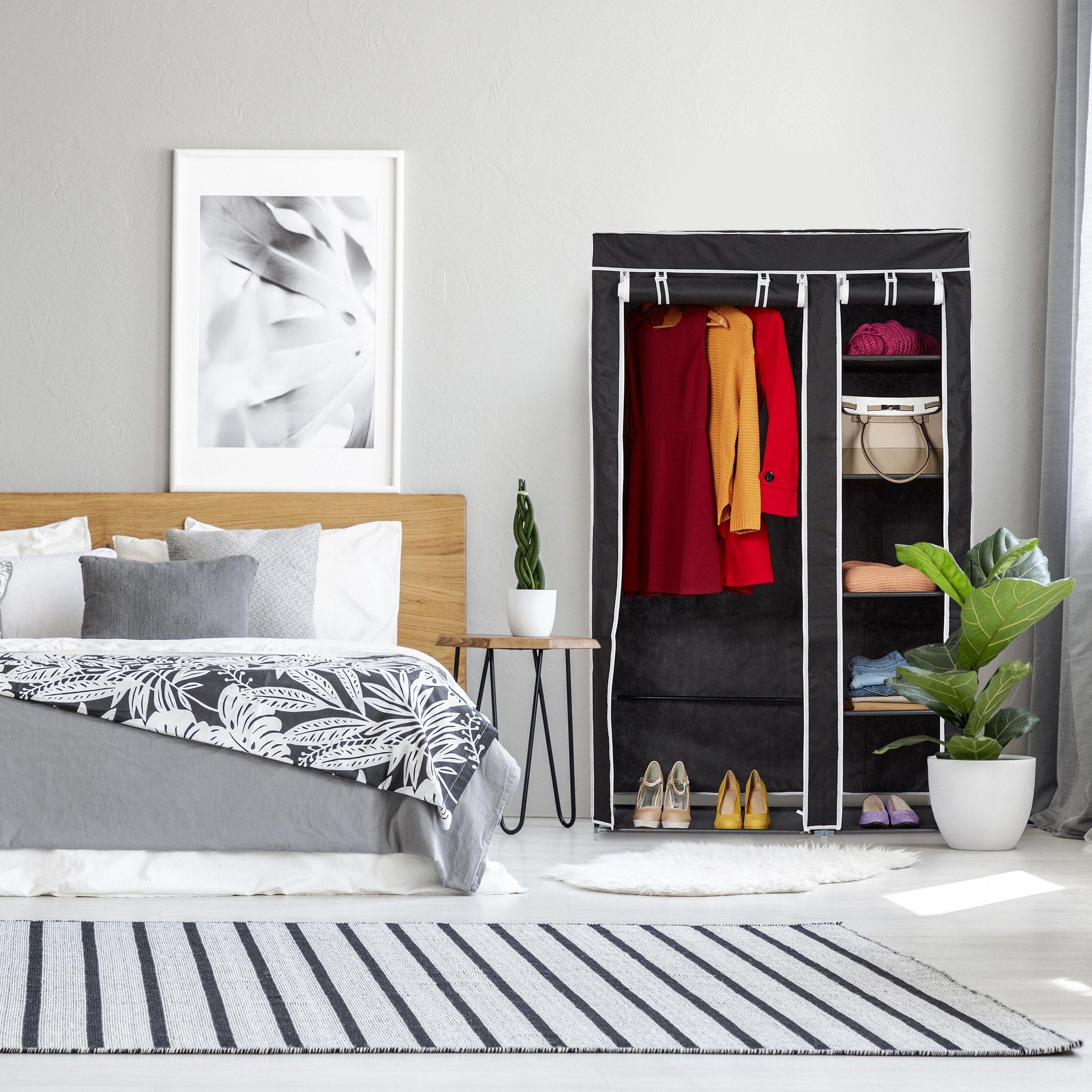 relaxdays Kleiderschrank Großer Stoffschrank mit Kleiderstange günstig online kaufen
