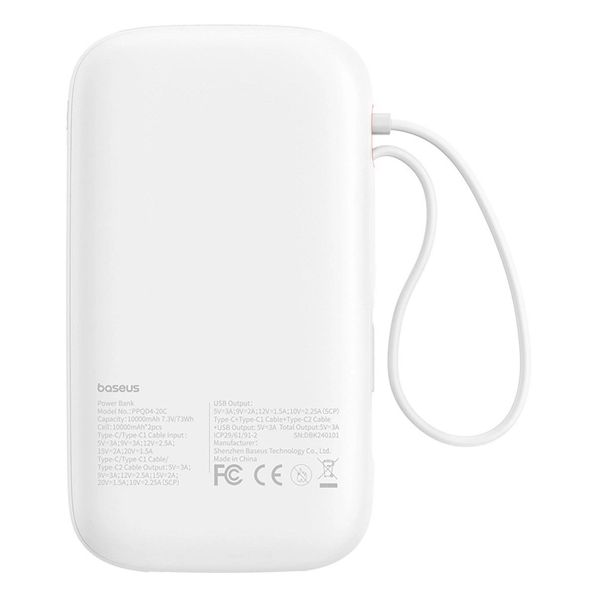 Baseus Baseus QPow 2 20000mAh 30W Powerbank mit 2 integrierten USB-C-Kabeln Powerbank
