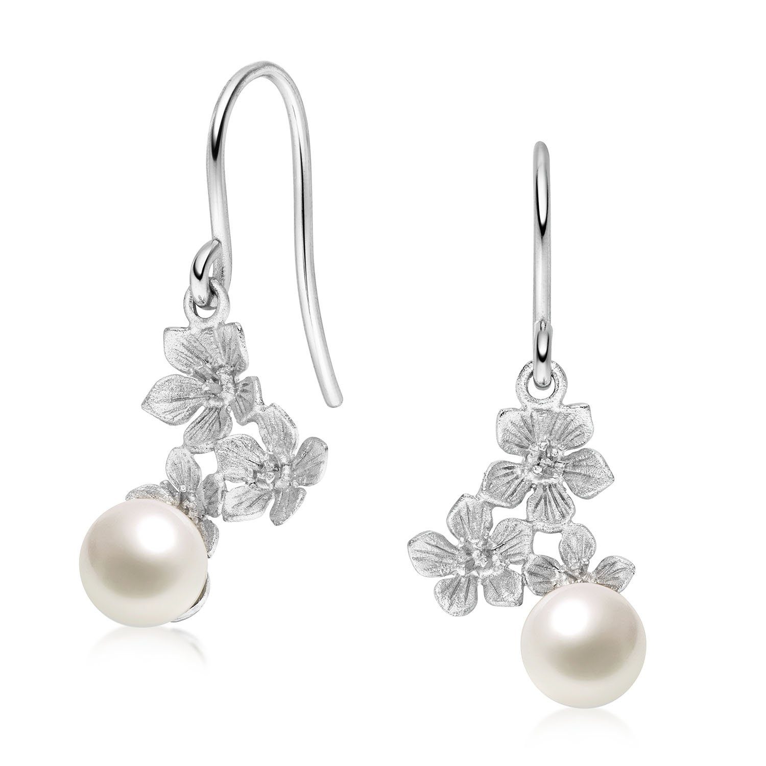 Materia Paar Ohrhaken Damen Silber Perlen Ohrhänger Blüten SO-54, 925 Sterl günstig online kaufen