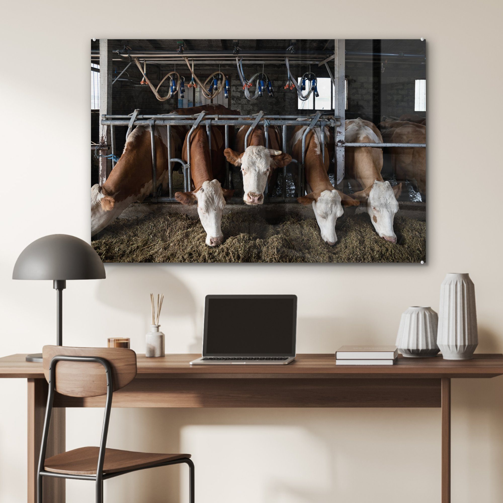 MuchoWow Acrylglasbild Kuh Lebensmittel Wohnzimmer - St), Bauernhof, (1 Schlafzimmer Acrylglasbilder - &