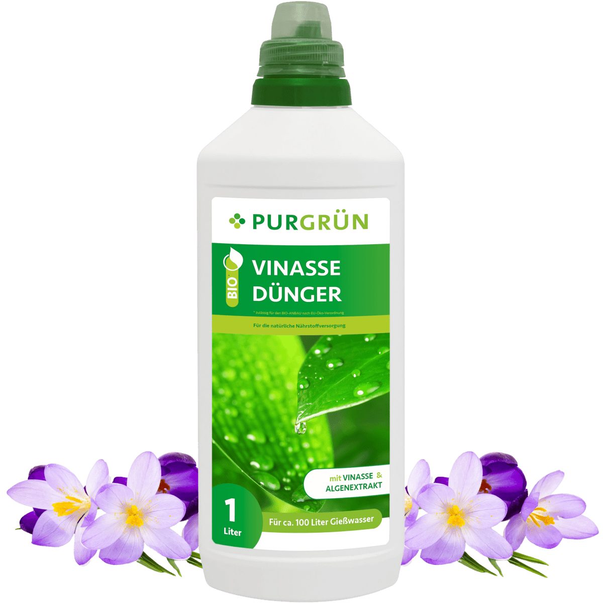 Universaldünger Purgrün Bio Vinasse Dünger, NPK 4+1+7, Algenextrakt, 1 Liter