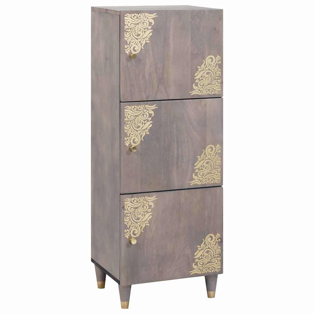 vidaXL Highboard Highboard Grau und Gold 40 x 33 x 110 cm Massivholz (1 St)
