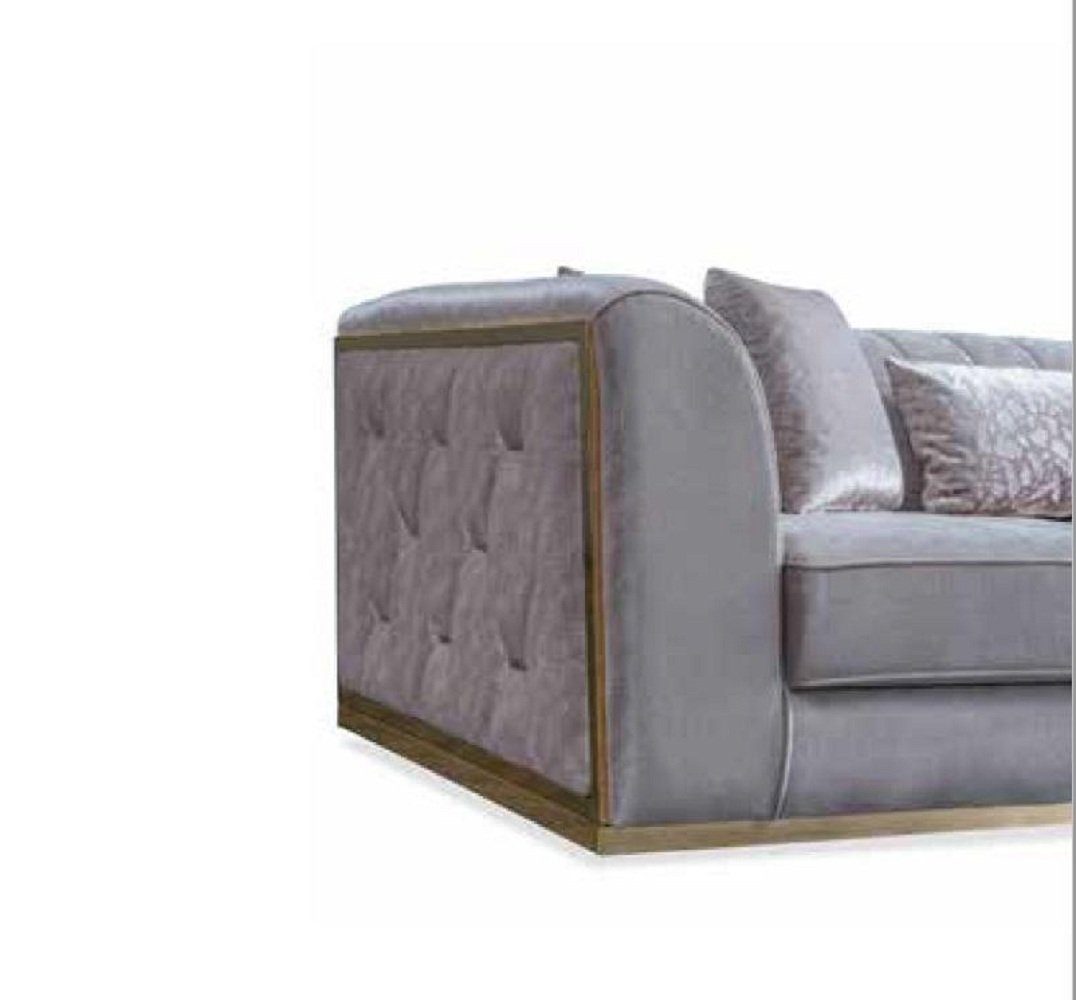 Luxus Sofa Moderner Made JVmoebel Teile, Europa Couchen, Wohnzimmer Textilmöbel 3-Sitzer 1 Dreisitzer Graues in