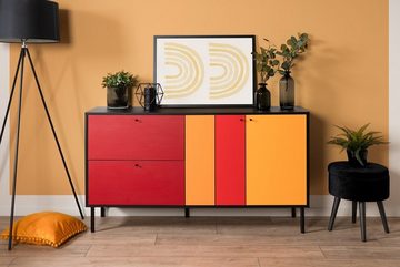 Finori Sideboard Sideboard Lucca, mit Schubkästen, schwarz / multicolor