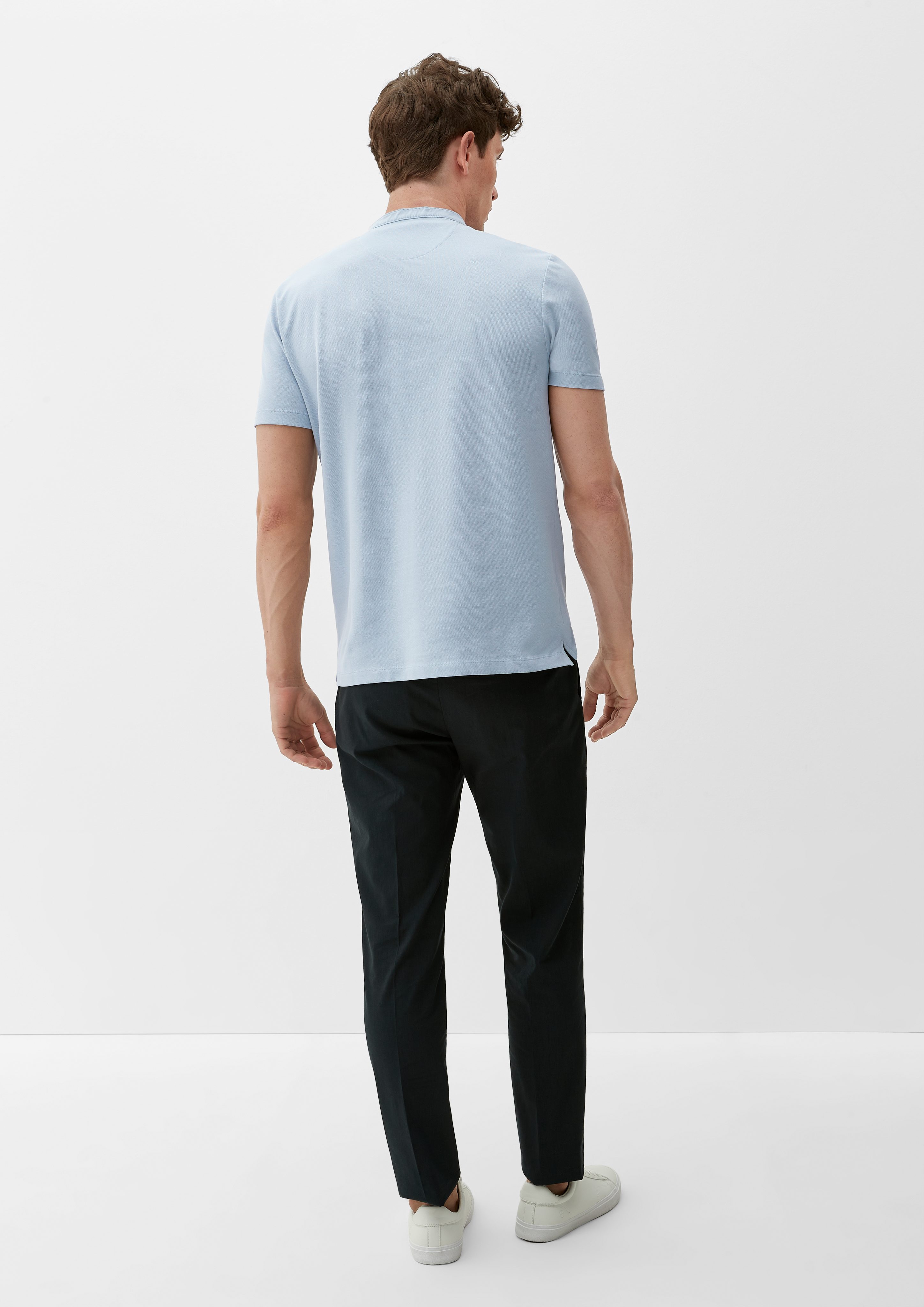 s.Oliver Henleyausschnitt T-Shirt Kurzarmshirt mit hellblau