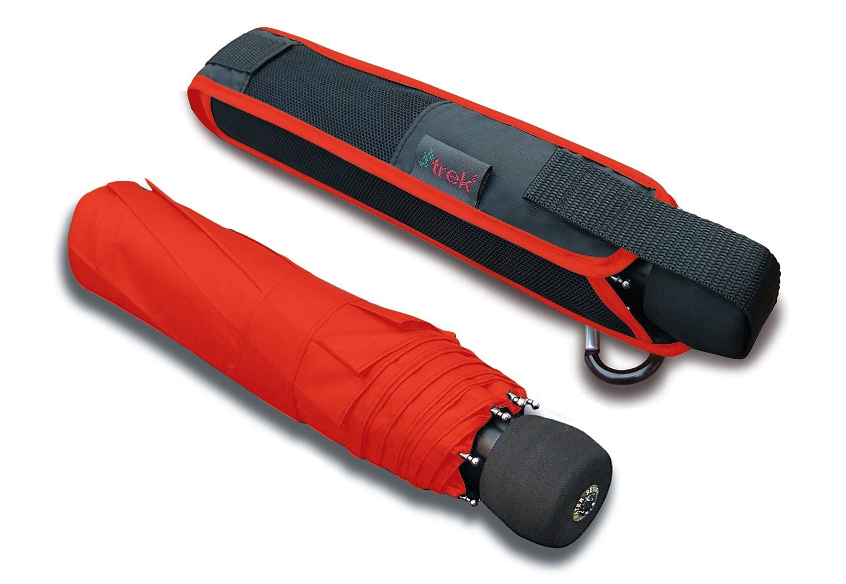 EuroSCHIRM® Taschenregenschirm light trek, mit integriertem Kompass rot