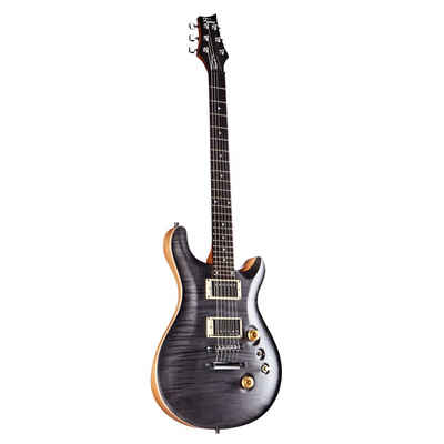 FAME E-Gitarre, Forum IV Classic E-Gitarre, elektrische Gitarre mit Humbucker Tonabnehmer, Electric Guitar mit schwarzer Riegelahorndecke, Forum Double Cut, Forum IV Classic E-Gitarre, Humbucker Tonabnehmer, schwarze Riegelah