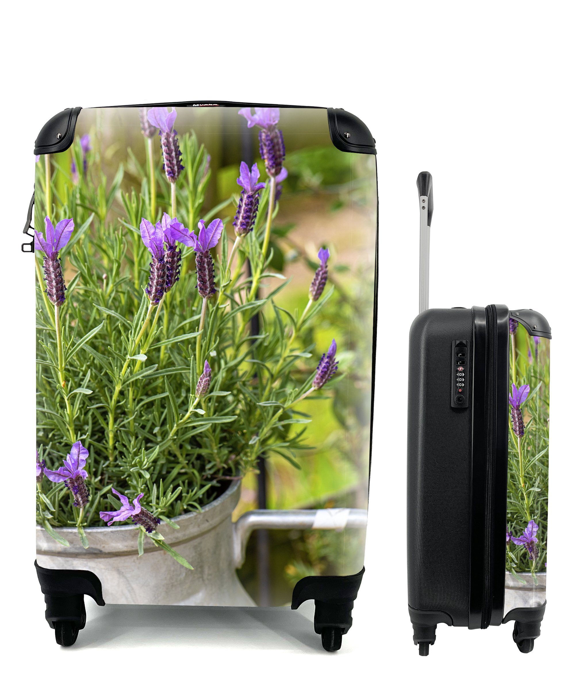 MuchoWow Handgepäckkoffer Lavendel in einem Milchkännchen, 4 Rollen, Reisetasche mit rollen, Handgepäck für Ferien, Trolley, Reisekoffer