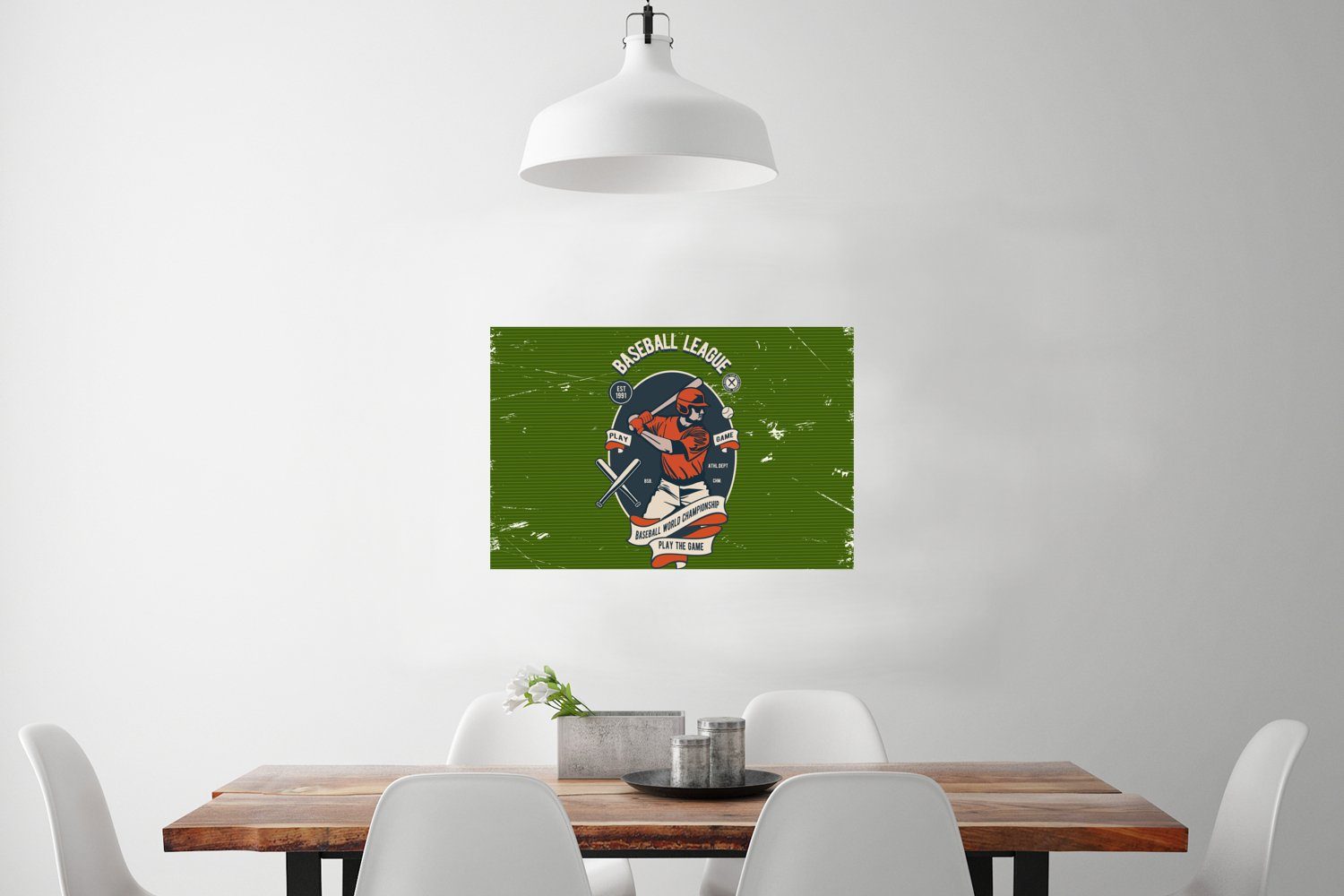 MuchoWow Poster Baseball - - Rahmen St), Poster, Ohne Wandbild, Wandposter für Baseball Wohnzimmer, (1 Retro