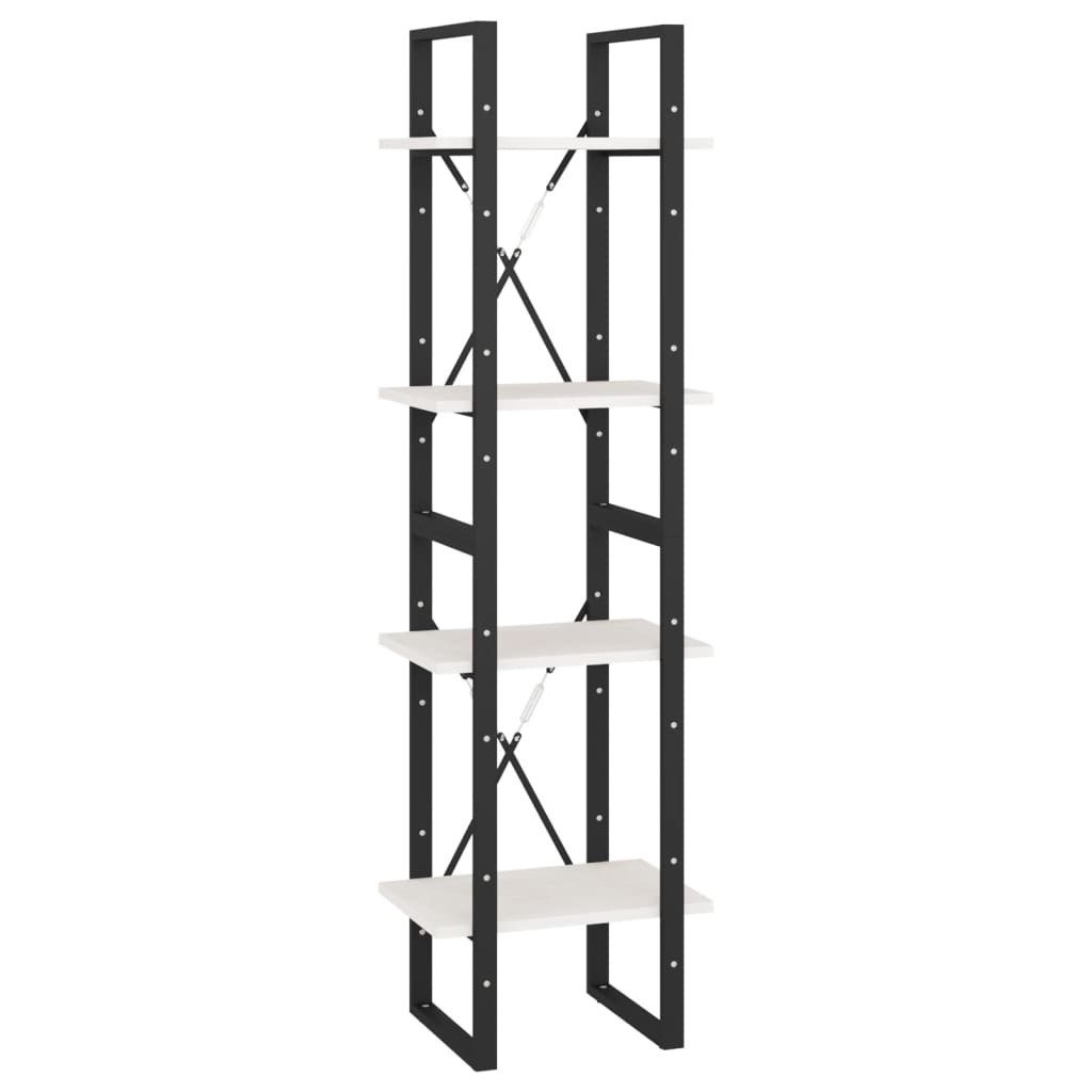 vidaXL Bücherregal NA Bücherregal 4 Fächer Weiß 40x30x140 cm Kiefer Massivholz