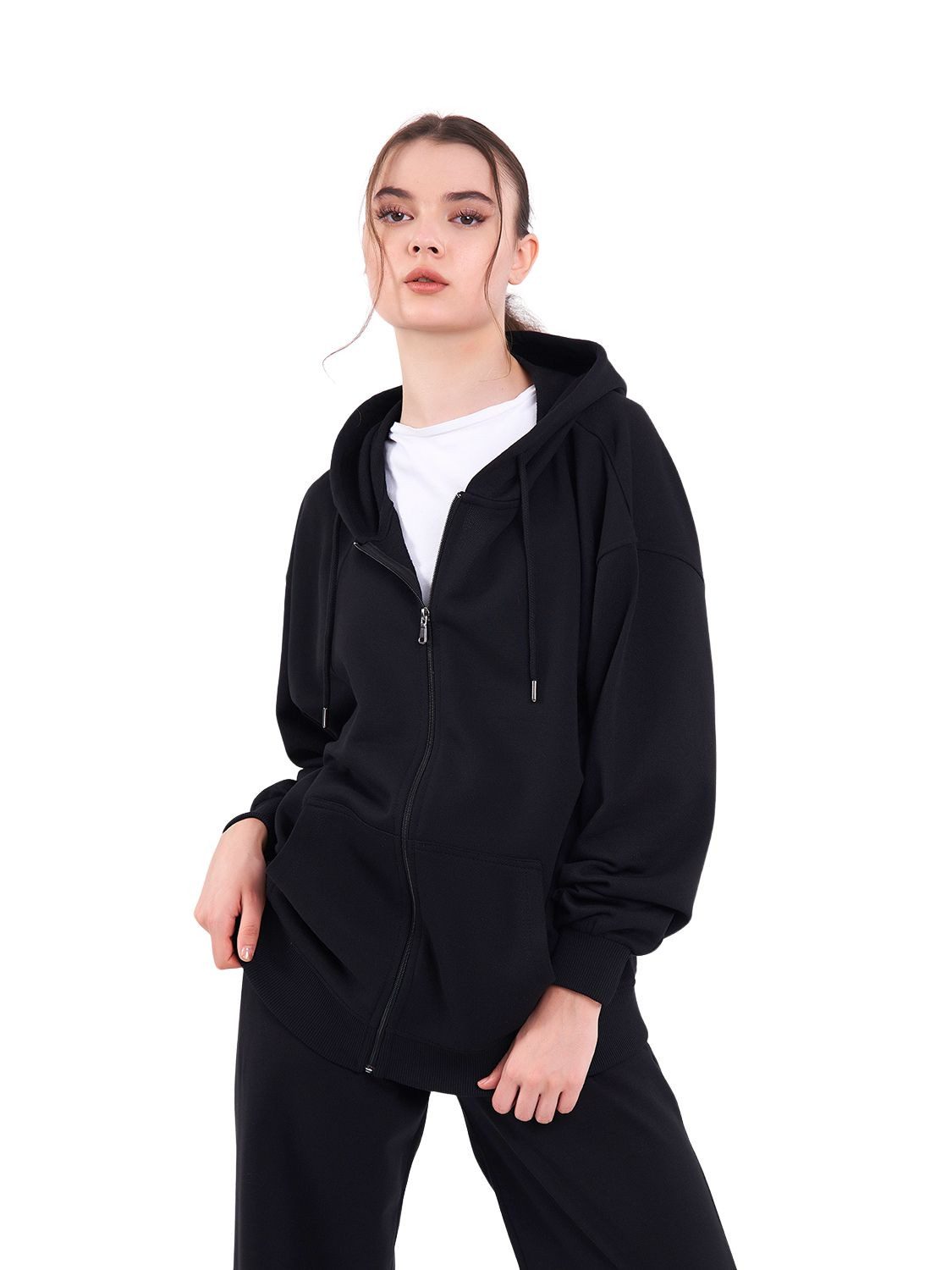 COMEOR Kapuzensweatjacke Damen Bequeme Baumwoll-Hoodie-Jacke Kapuzensweatshirt mit durchgehendem Reißverschluss