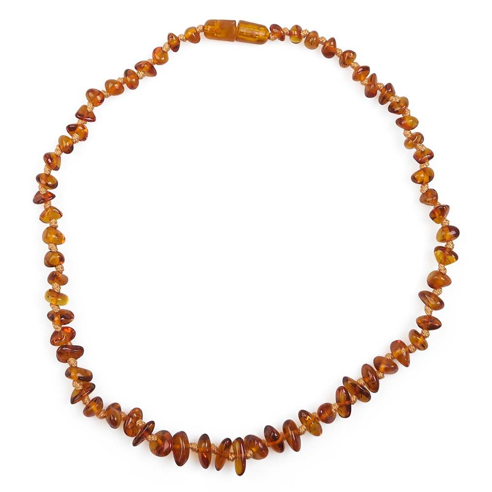 GRÜNSPECHT Kette ohne Anhänger Bernsteinkette - Flachbarock cognac