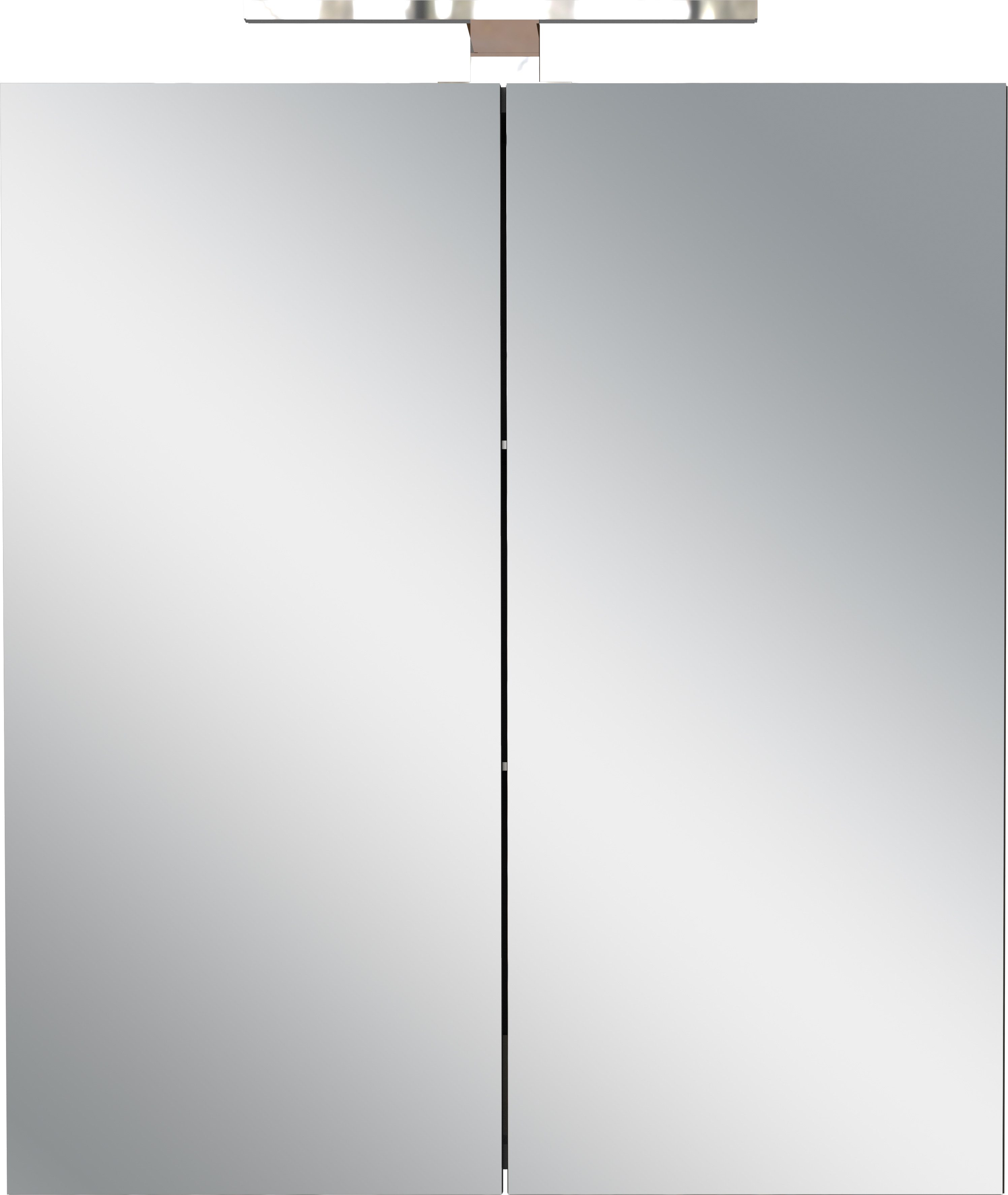 GERMANIA Spiegelschrank GW-Arcena (1-St) inkl. LED-Beleuchtung & Steckdosenbox, Glaseinlegeböden, Breite 60 cm
