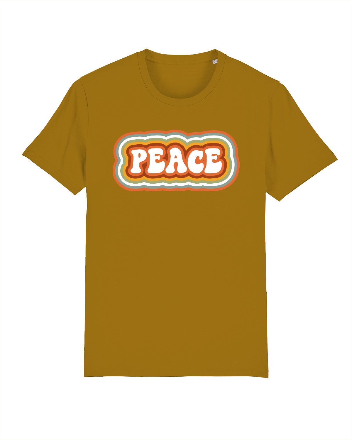 Print-Shirt ocker (1-tlg) [#retrorevival] Apparel Peace wat?