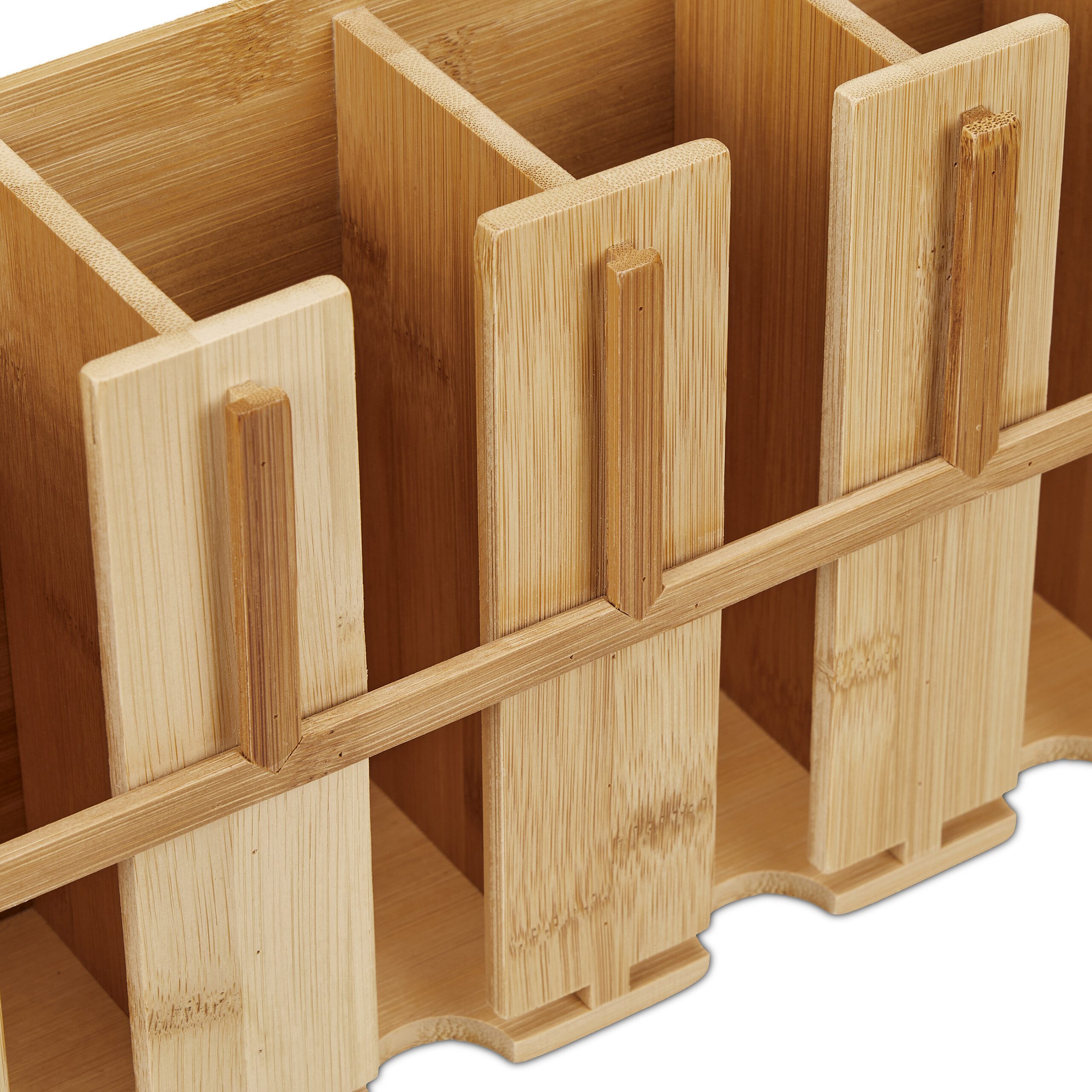 relaxdays Teebox Bambus Teebeutelspender mit 6 Fächern, Bambus