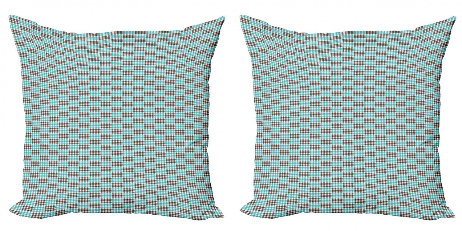 Kissenbezüge Modern Accent Plaid Checkered Bicolor Retro Digitaldruck, Doppelseitiger Abakuhaus Stück), (2