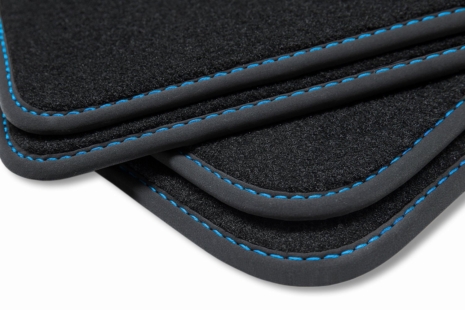 teileplus24 Auto-Fußmatten V419 Velours Fußmatten kompatibel mit Hyundai Tucson 2 TL 2015-2020 Blau