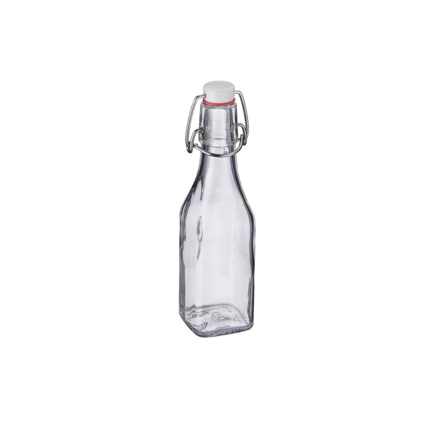 WESTMARK Vorratsdose Westmark Bügelflasche eckig 250 ml, Glas, Kunststoff, Stahl
