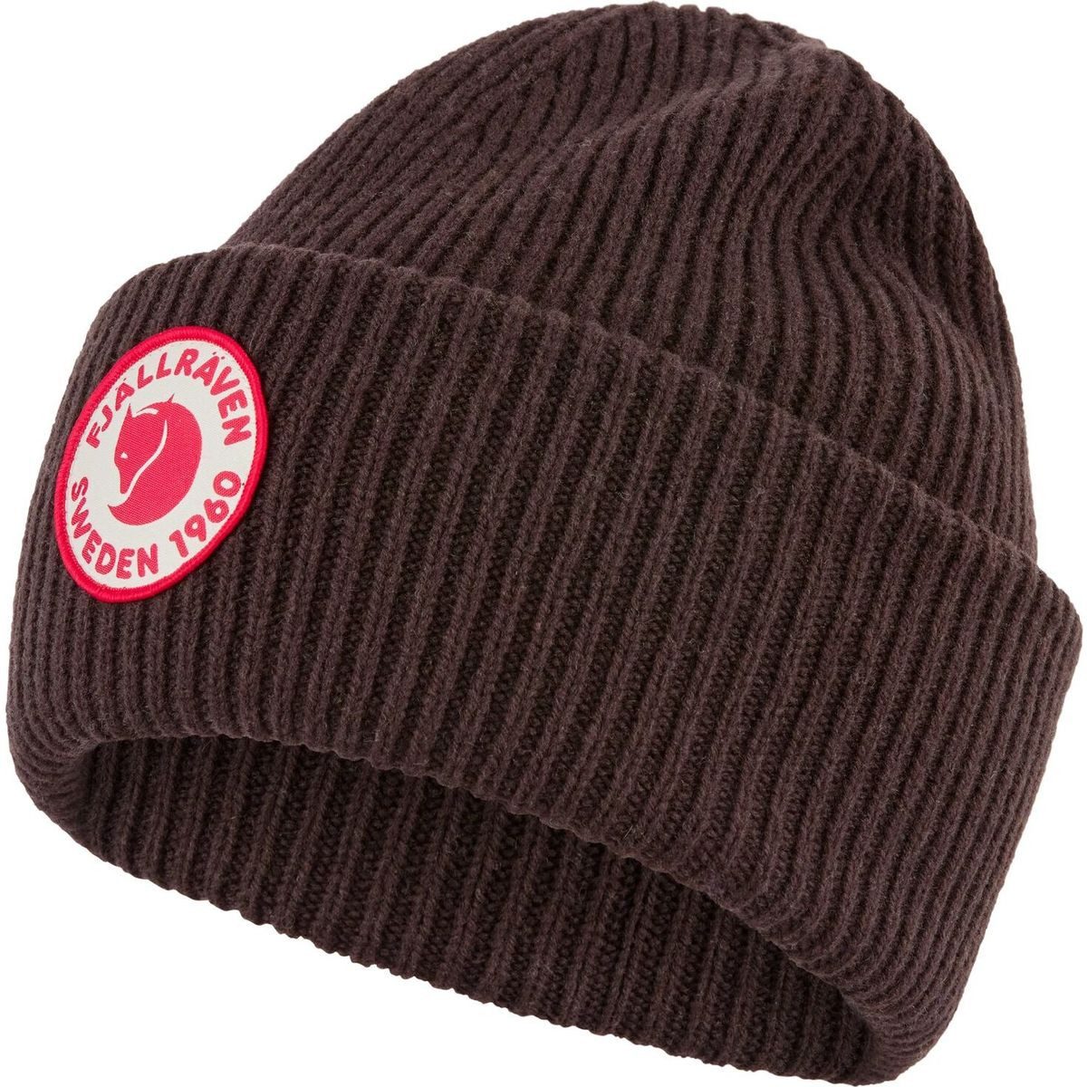 Fjällräven Beanie 1960 Logo Hat Warme, feuchtigkeitstransportierende Rippenstrickmütze aus Lammwolle
