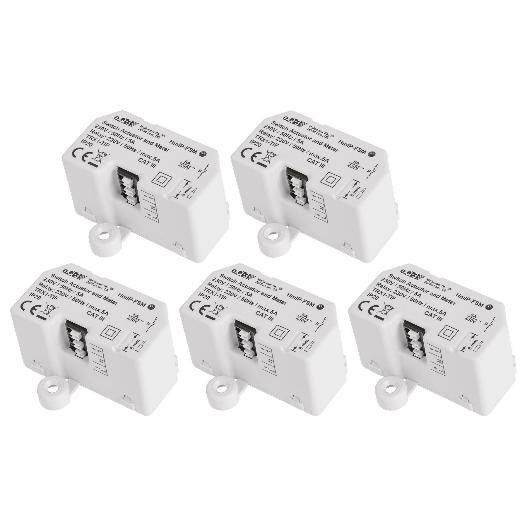 Homematic IP HOMEMATIC IP Smart Home 142721A0 Schalt-Mess-Aktor, 5 A, Unterputz, 5 Unterputzschalter