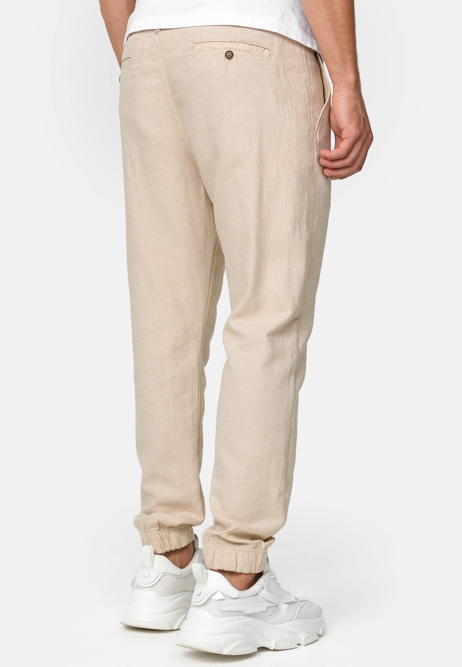 Indicode Leinenhose Herren Blnda Sommerhose Leinen Herrenhose samt dekorativem Gürtel aus Kordeln
