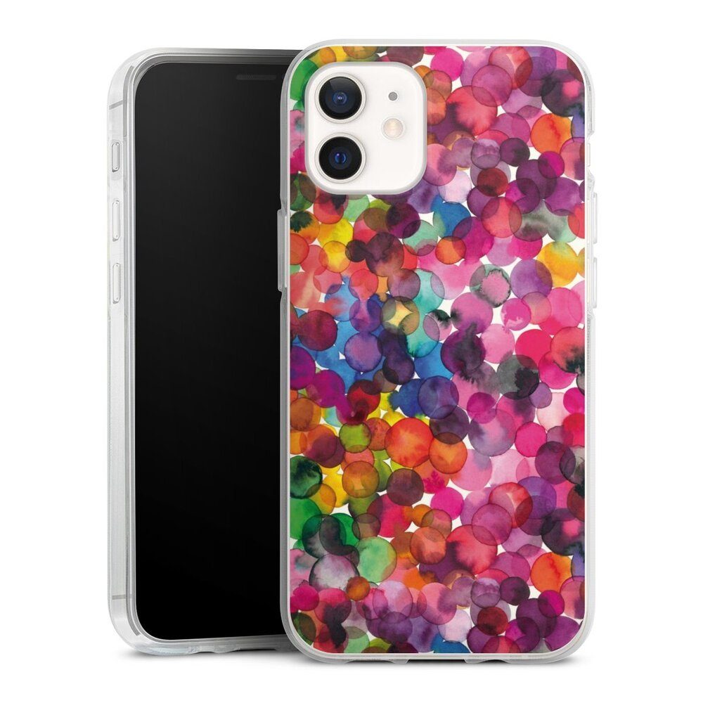 DeinDesign Handyhülle bunt Punkte Wasserfarbe Overlapped Watercolor Dots, Apple iPhone 12 Silikon Hülle Bumper Case Handy Schutzhülle