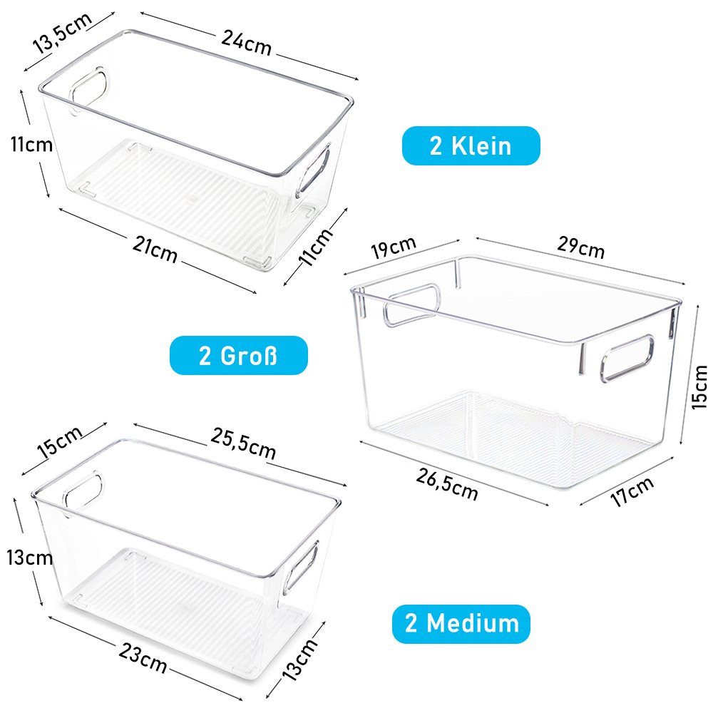 Griff Set, Stapelbare 6er Organizer Organizer Schrank St) mit (6 Organizer zggzerg Kühlschrank