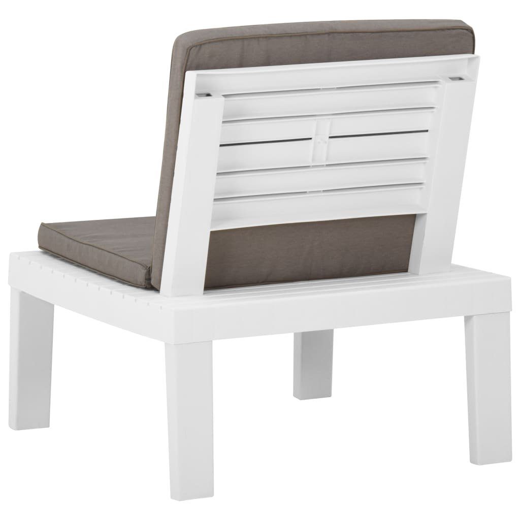 Weiß Auflage Garten-Lounge-Stuhl mit vidaXL Kunststoff Gartenstuhl