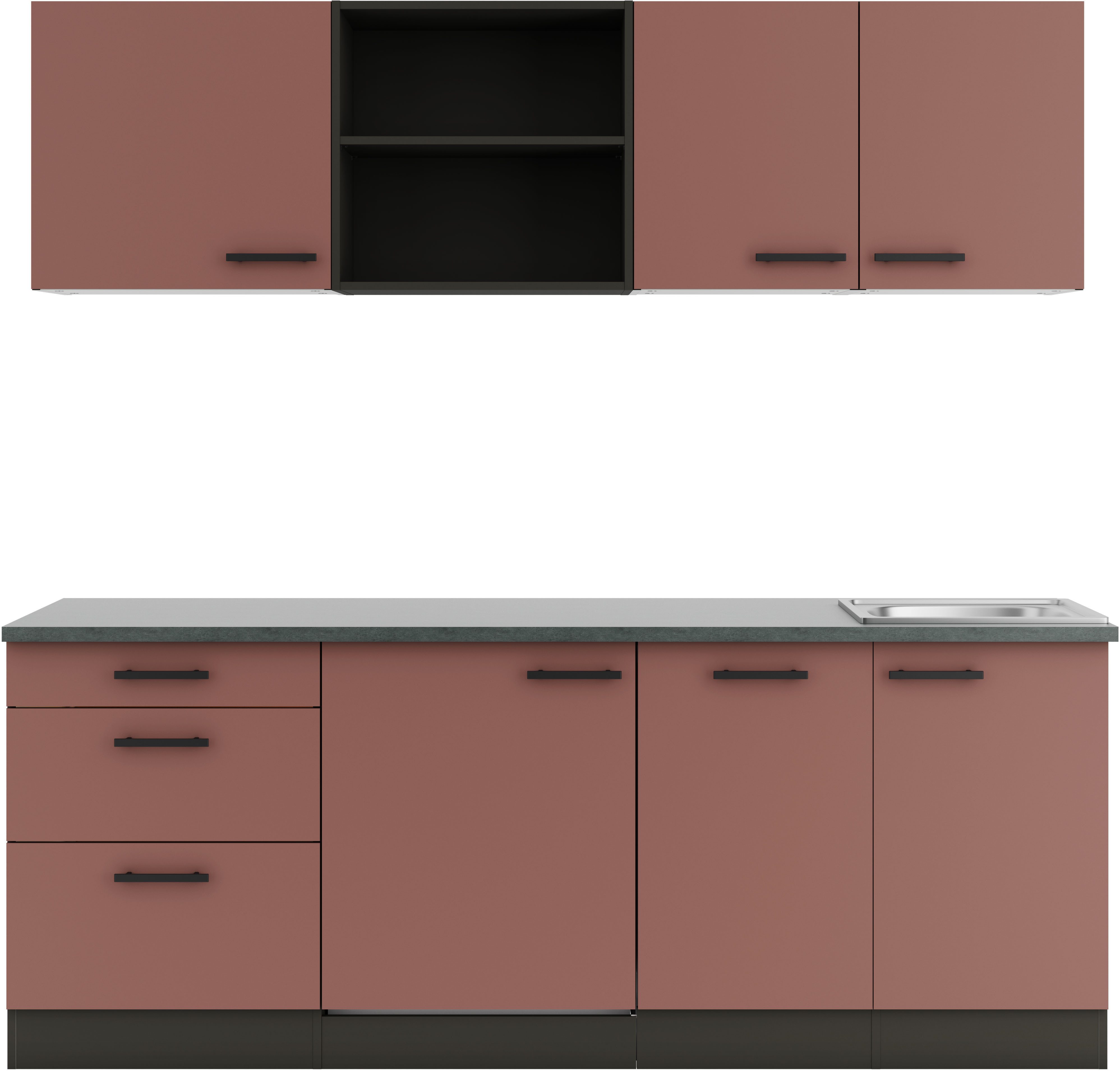 OPTIFIT Кухниzeile Palma, Breite 210 cm, wahlweise mit E-Geräten, seitenverkehrt stellbar