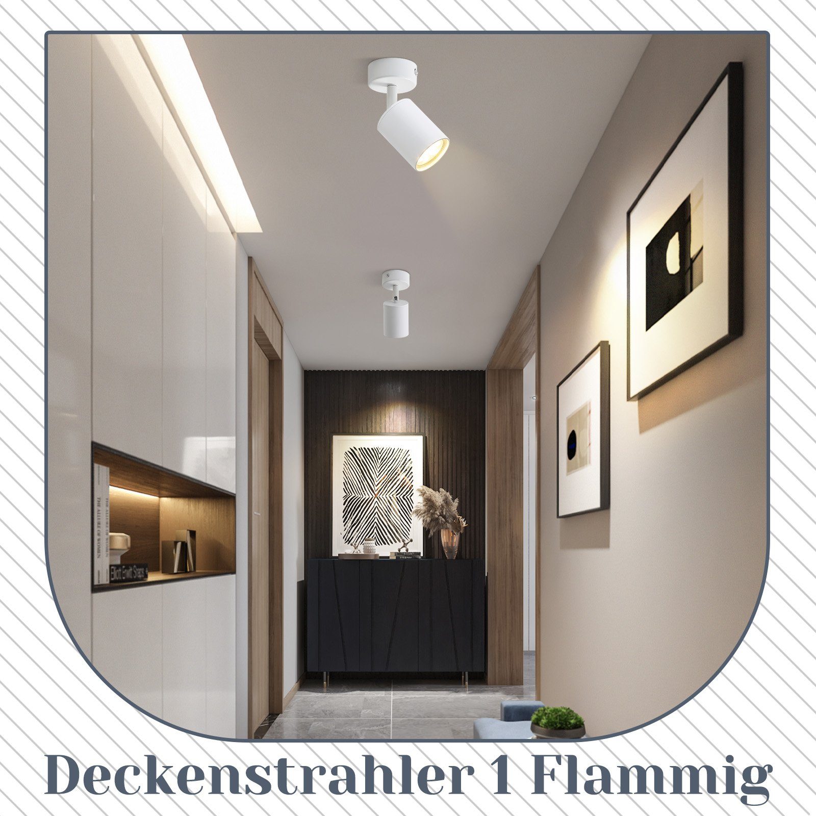 ZMH LED Deckenstrahler Retro Deckenleuchte Weiß/Schwarz -GU10 350°Schwenkbar Schlafzimmer, Einfache Installation, ohne Leuchtmittel, Modern Flurlampe Industrial Wandstrahler für Wohnzimmer