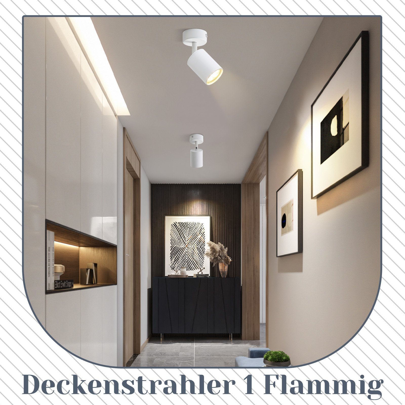 ZMH LED Deckenstrahler Weiß LED Deckenlampe Spots, Modern integriert, GU10 LED Industrial Wandstrahler Flurlampe 1 Flammig Deckenspots fest für Deckenstrahler: Wohnzimmer