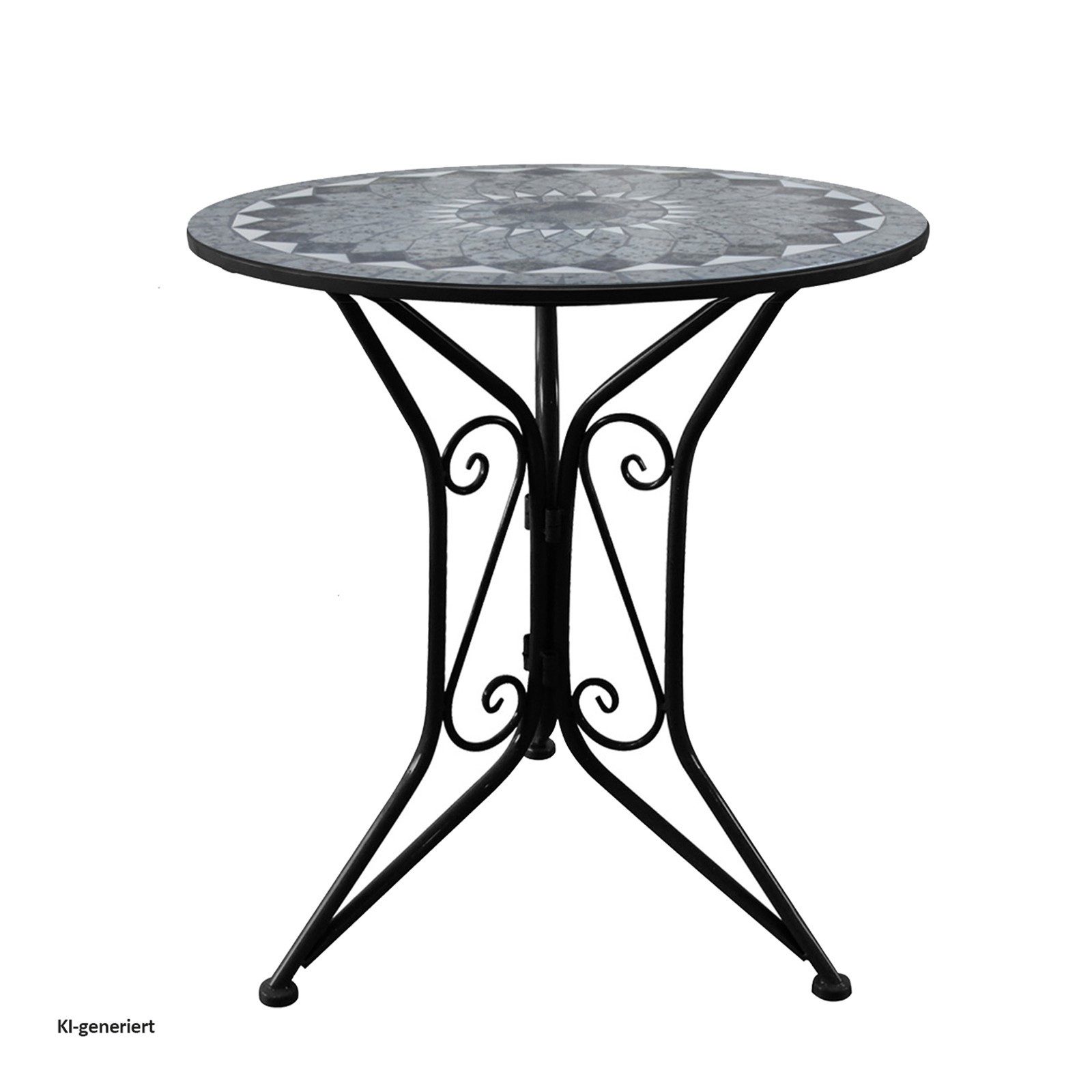 HTI-Living Gartentisch Gartentisch Metall Schwarz Schieferoptik (Stück, 1-St., 1 Gartentisch), Terrassentisch Beistelltisch