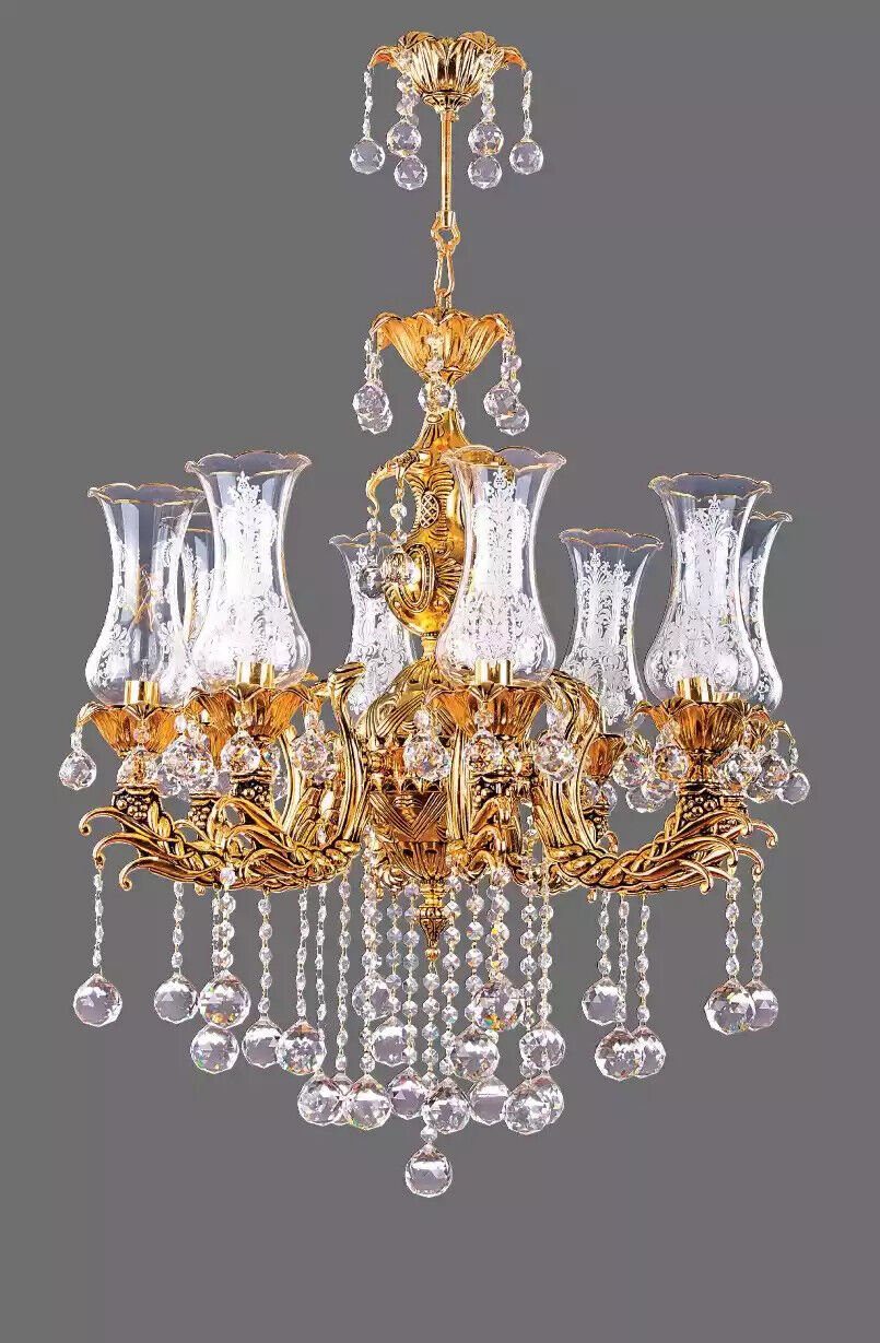 JVmoebel Deckenleuchte Lüster Luxus Deckenleuchter Gold Kronleuchter Deckenlampe Kristall Art, Made in Europa