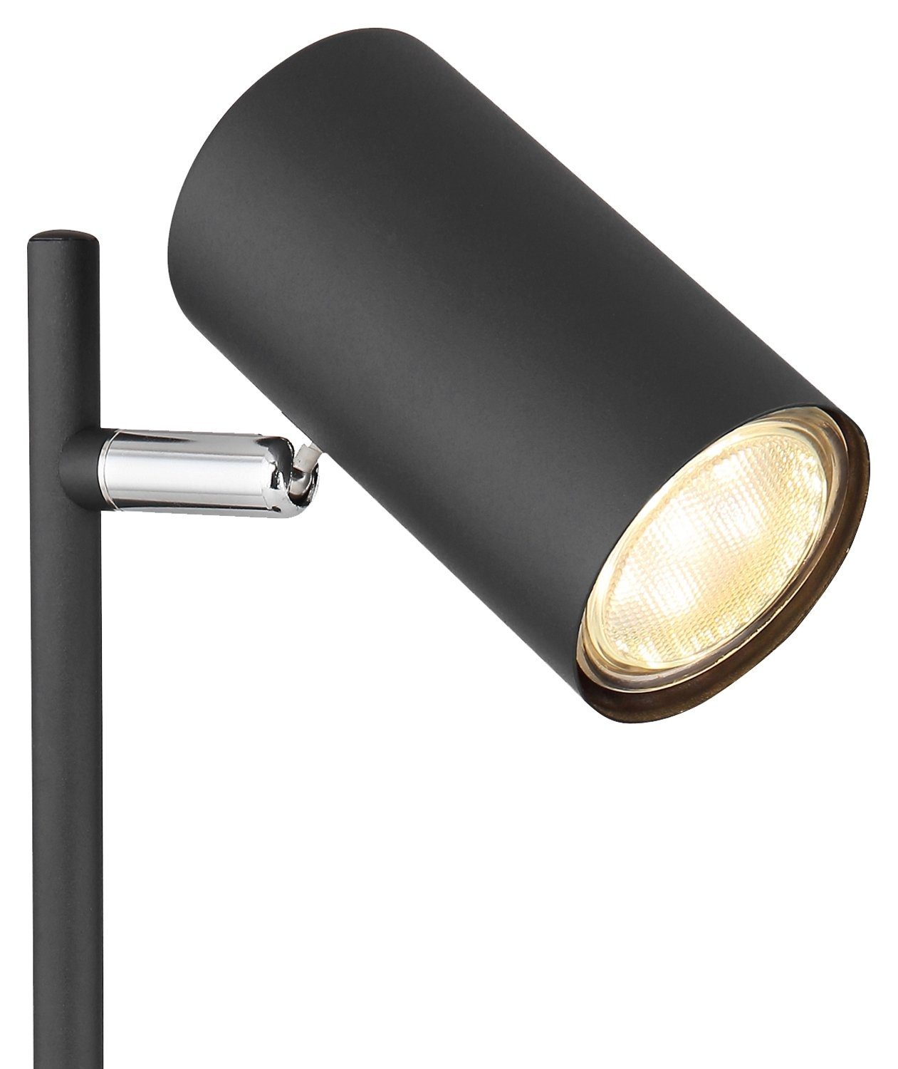 Tischleuchte Schwarz Leuchtmittel, ROBBY, 35 H 1-flammig, cm, matt, Lampenschirm ohne Globo verstellbar Metall,