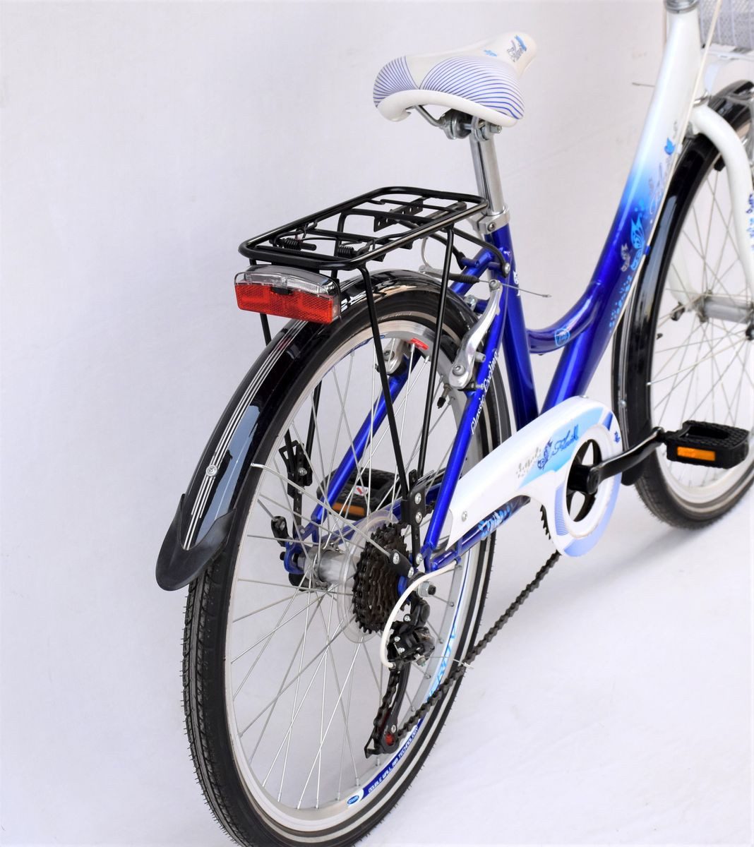 T&Y Trade Cityrad 26 ZOLL Kinder Mädchen City Fahrrad Kinderfahrrad Rad Bike FLAIR Blau, 6 Gang Shimano, Kettenschaltung, Gepäckträger, STVO Licht, 6 Shimano Gang, Seitenständer, Korb