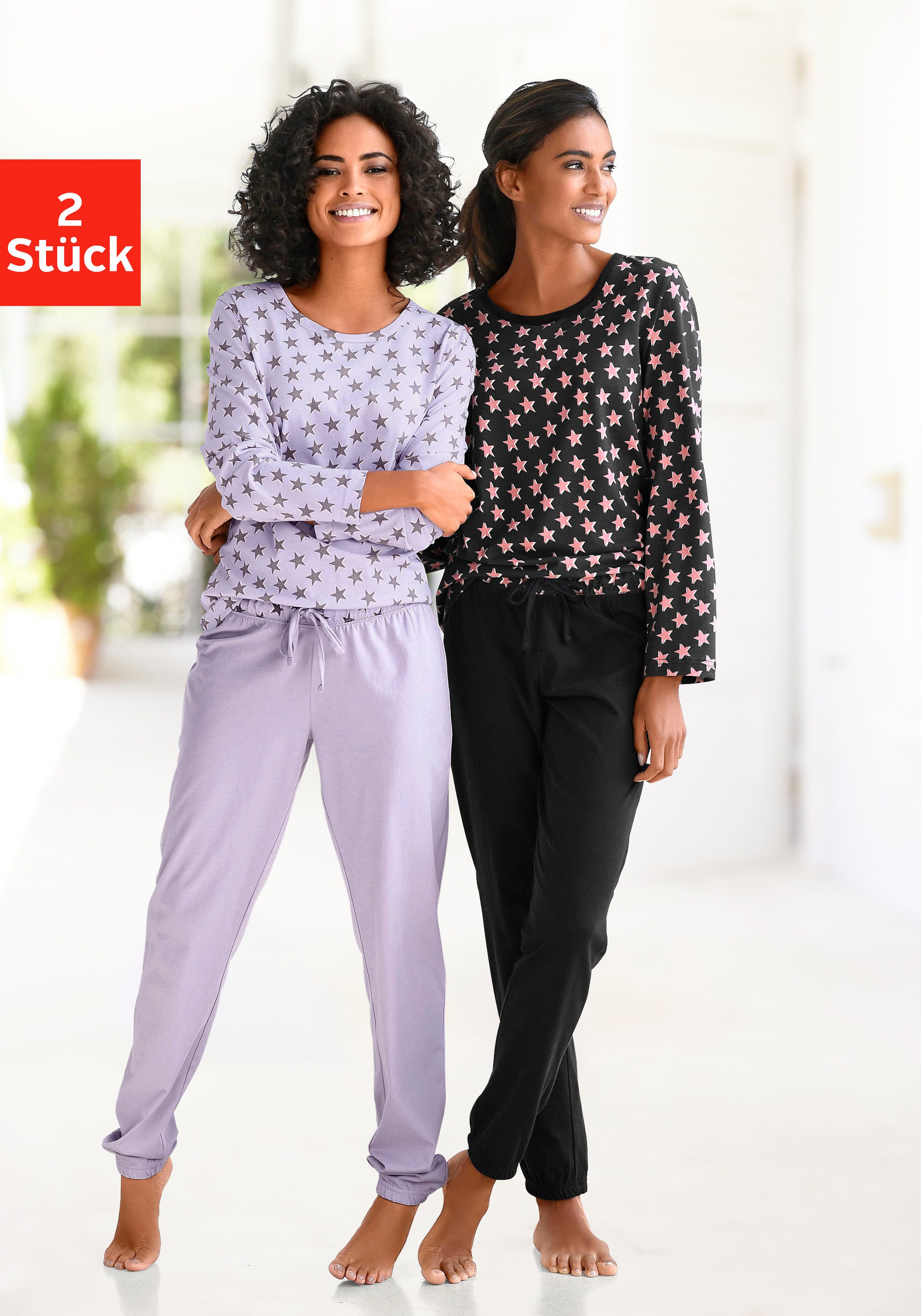 Vivance Dreams Pyjama (4 tlg., 2 Stück) mit Sternenmuster günstig online kaufen