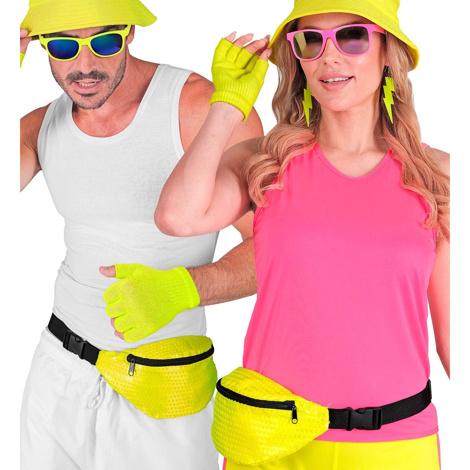 Widmann S.r.l. Kostüm Neon Bauchtasche mit Pailletten, Gelb