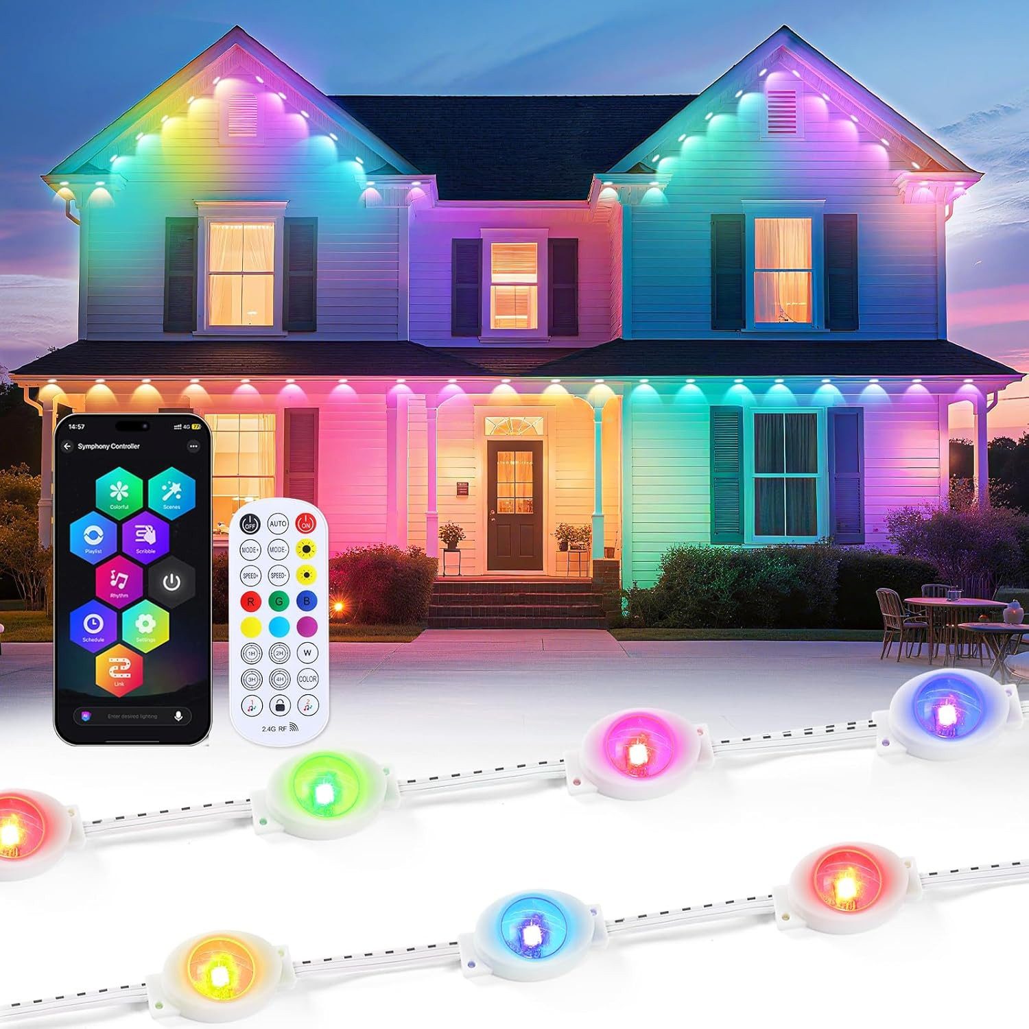 Elegear LED-Lichterkette Permanente Außenbeleuchtung Weihnachtsdeko 15M mit günstig online kaufen