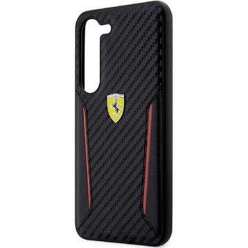 Ferrari Handyhülle Case Samsung Galaxy S23 Plus Ferrari Logo Carbon Look 6,6 Zoll, Kantenschutz