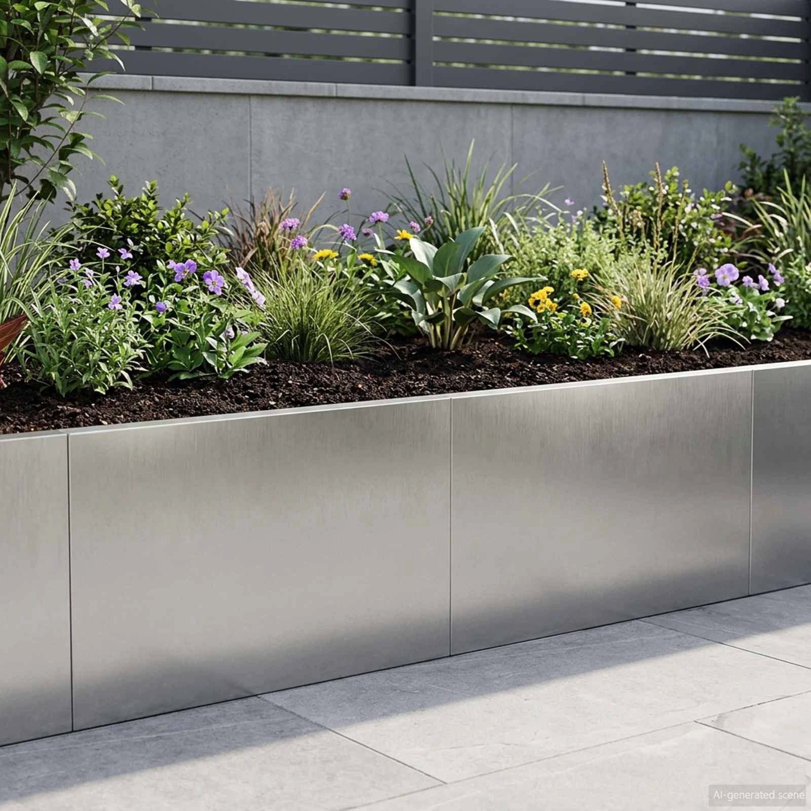 vidaXL Beetumrandung Stützmauer 2 stk. 60 x 12 x 40 cm Edelstahl Silber