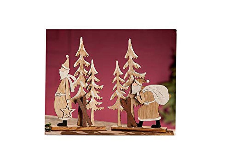 Steinnacher Bärbel Dekofigur Gilde Santa im Wald Relief 2er Set Holzbasis  (2 St)