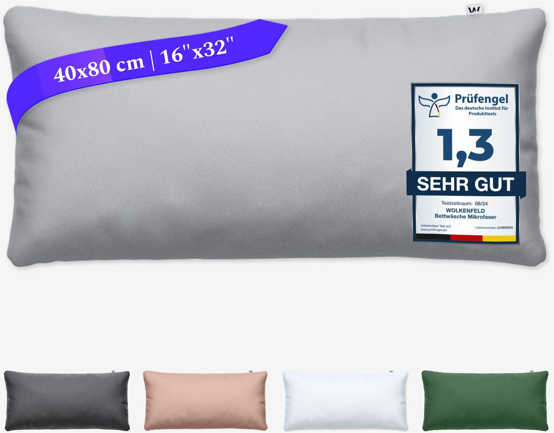 Wolkenfeld Kissenbezug Mikrofaser Kissenbezug - Allergiker Kopfkissenbezug - unfassbar weich, (1 Stück), Größe 80x80, 40x80 und 70x90 cm, versteckter Reißverschluss