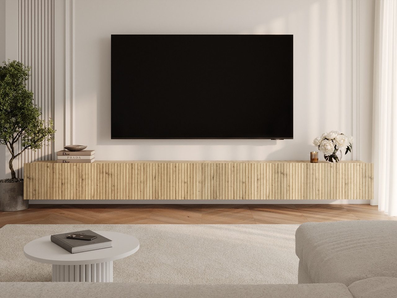 GrainGold TV-Schrank Kioto (Set, TV-Schrank) Soft-Closing-System, Breite 300 cm, für das Wohnzimmer