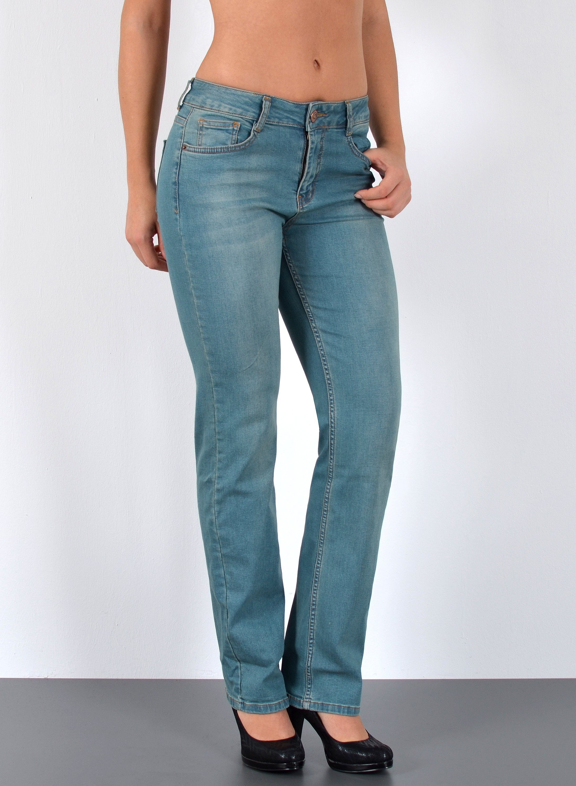 ESRA Straight-Jeans Damen Jeans Gerade hohe günstig online kaufen