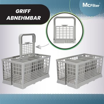 McFilter Besteckkorb Universal passend für AEG MIELE SIEMENS BOSCH ZANKER NEFF, (2-tlg., Korb, Griff), bruchsicheres Kunststoff, abnehmbarer Griff, für Geschirrspüler